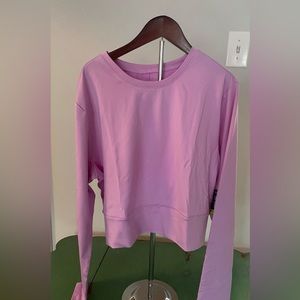 New Tek Gear Cropped Ruffle Cut Out Yoga Workout Top Size XXL Lilac Running